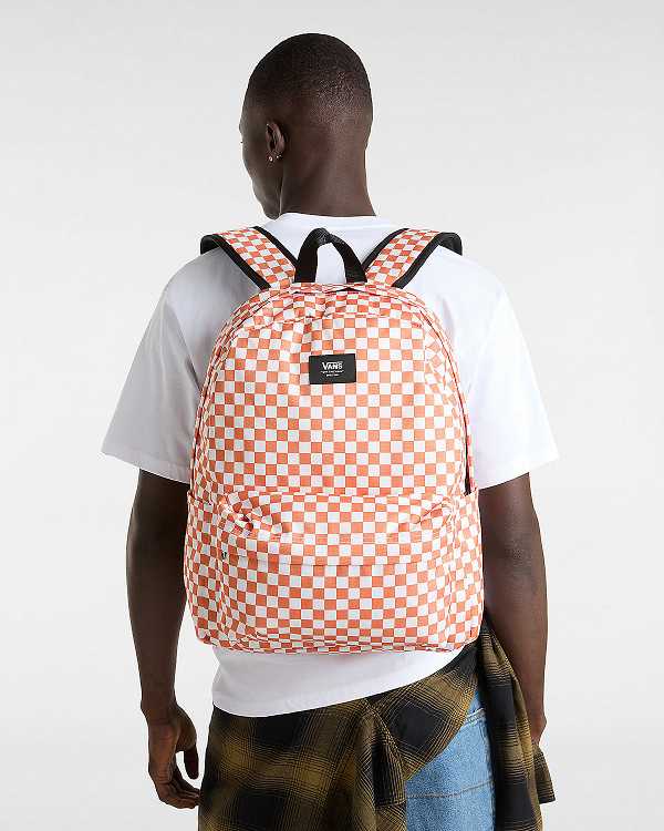 Orange Unisex Vans Old Skool Check Backpacks NZ | VN3648257