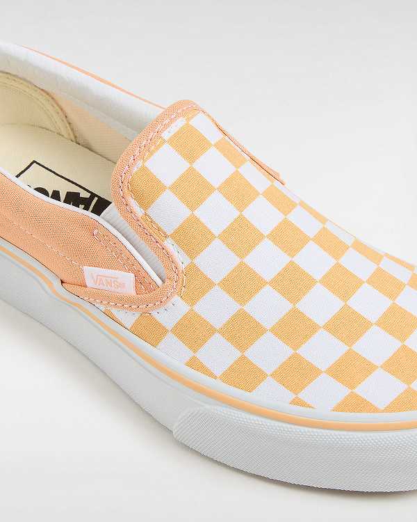 Orange Women Vans Checkerboard Classic Slip-On Platform Shoes NZ | VN1380645