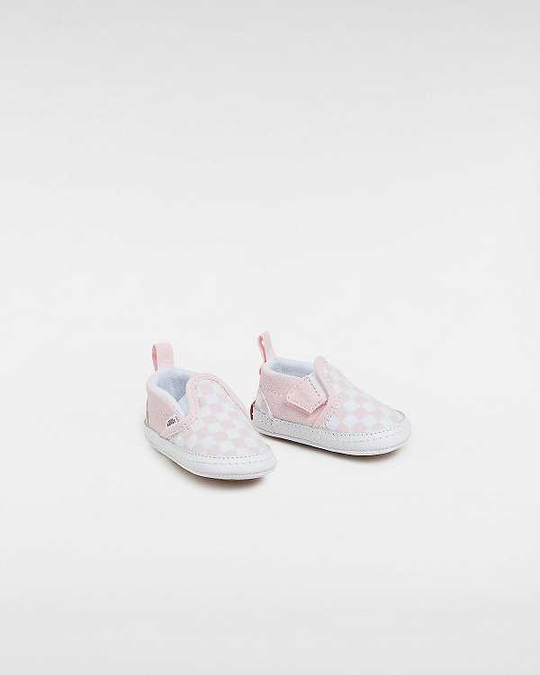 Pink Kids' Vans Checkerboard Hook And Loop Crib (0-1 year) Slip On Shoes NZ | VN2139786