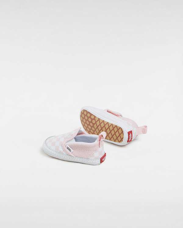 Pink Kids' Vans Checkerboard Hook And Loop Crib (0-1 year) Slip On Shoes NZ | VN2139786