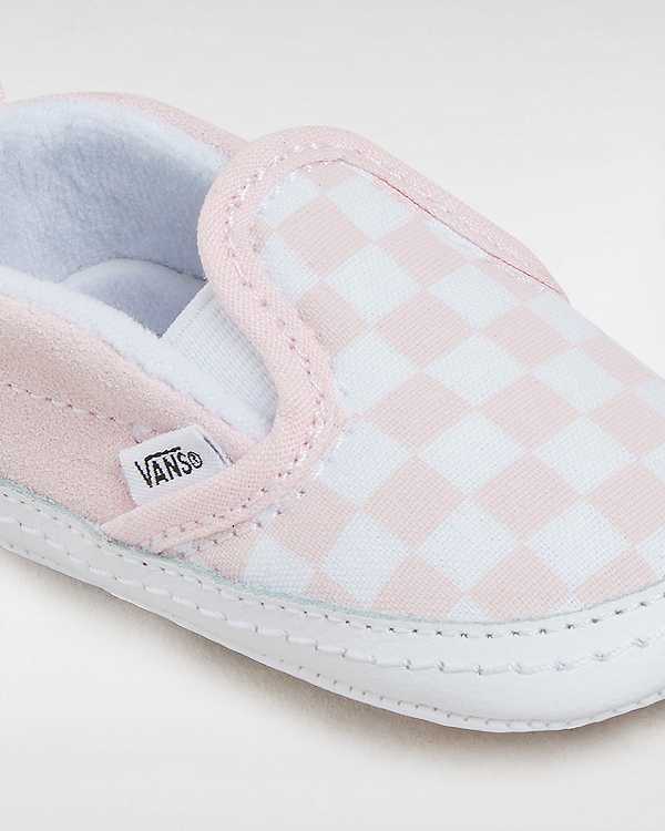 Pink Kids' Vans Checkerboard Hook And Loop Crib (0-1 year) Slip On Shoes NZ | VN2139786