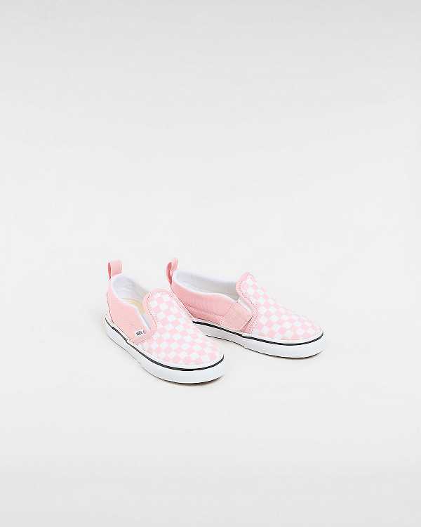 Pink Kids' Vans Checkerboard V (1-4 years) Slip On Shoes NZ | VN6328750