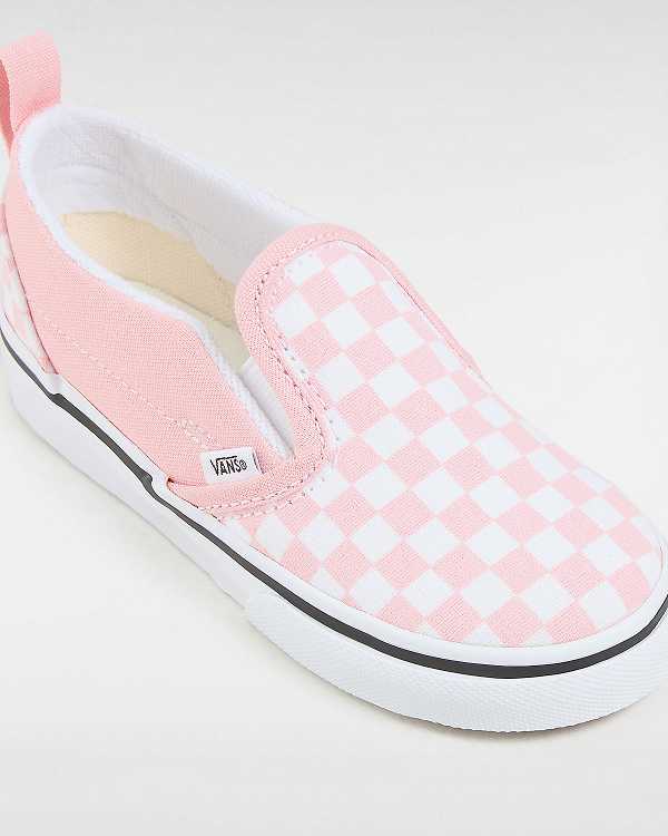 Pink Kids' Vans Checkerboard V (1-4 years) Slip On Shoes NZ | VN6328750