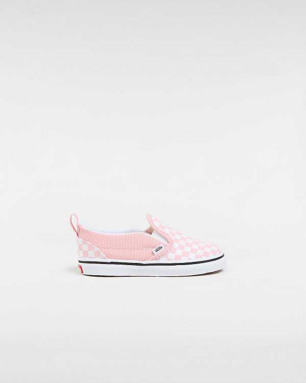 Pink Kids\' Vans Checkerboard V (1-4 years) Slip On Shoes NZ | VN6328750