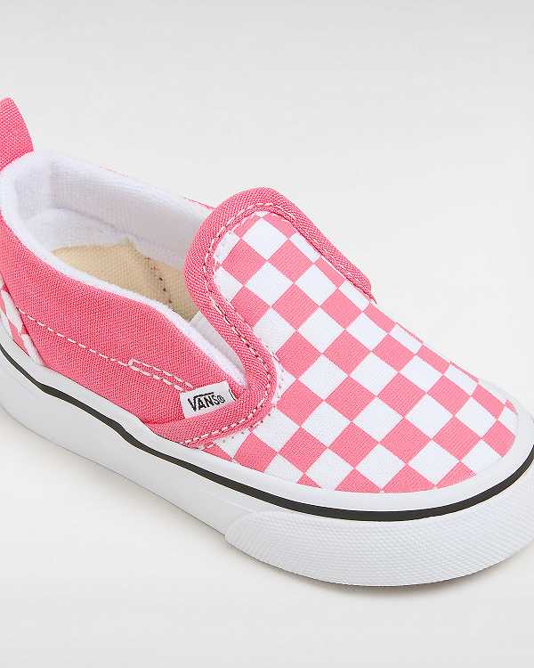 Pink Kids' Vans Hook and Loop Checkerboard (1-4 Years) Slip On Shoes NZ | VN1463208