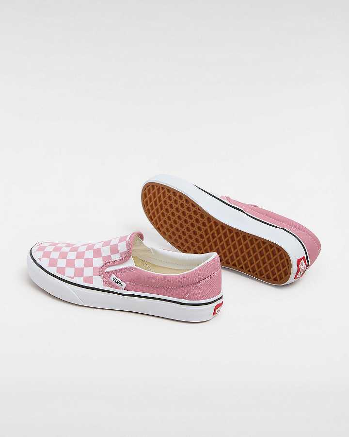 Pink Men Vans Classic Checkerboard Slip On Shoes NZ | VN5369104