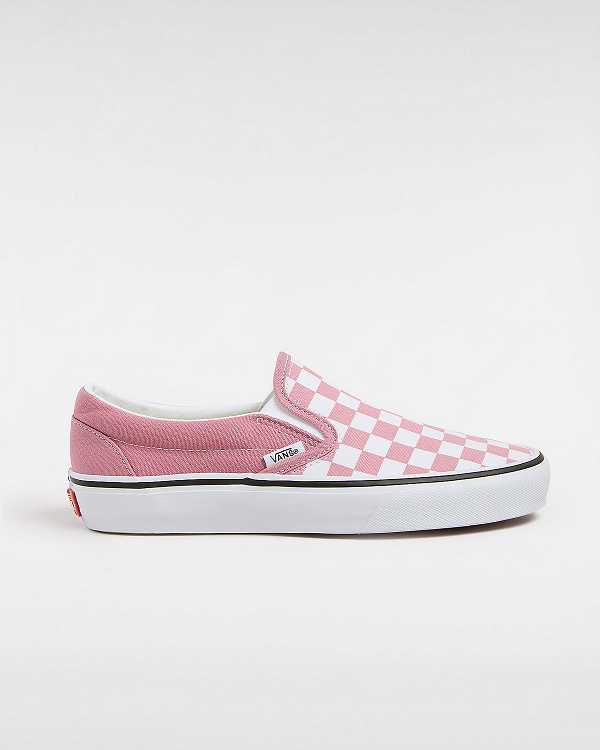 Pink Men Vans Classic Checkerboard Slip On Shoes NZ | VN5369104