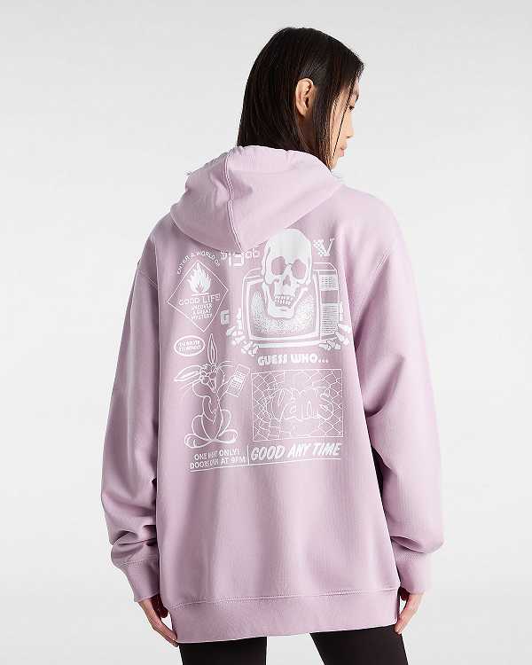 Purple Men Vans Crazy Eddy 66 Loose Hoodie NZ | VN3769045