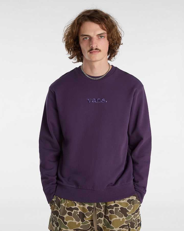 Purple Men Vans Essential Relaxed Crew Sweatshirt NZ | VN5834296