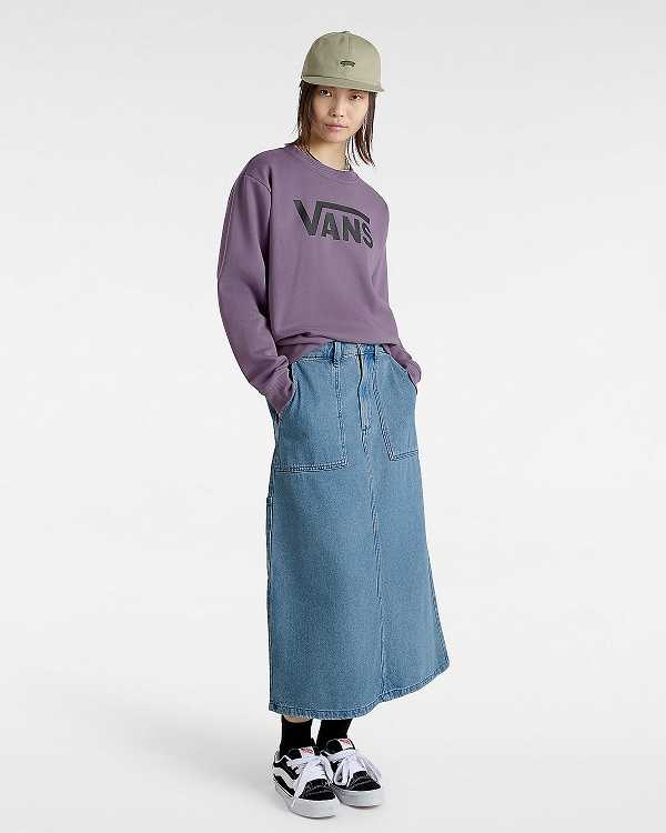 Purple Women Vans Classic V Boyfriend Fit Crew Sweatshirt NZ | VN5021348