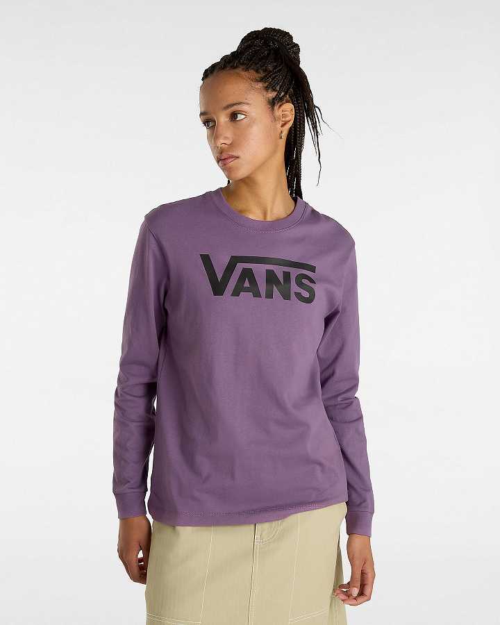 Purple Women Vans Flying V Classic Long Sleeve T Shirts NZ | VN8731940