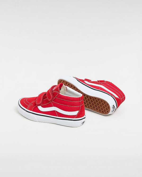 Red Kids' Vans Sk8-Mid Reissue Hook and Loop (4-8 years) Sneakers NZ | VN3028145