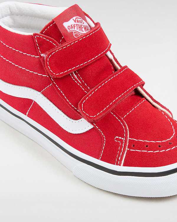 Red Kids' Vans Sk8-Mid Reissue Hook and Loop (4-8 years) Sneakers NZ | VN3028145