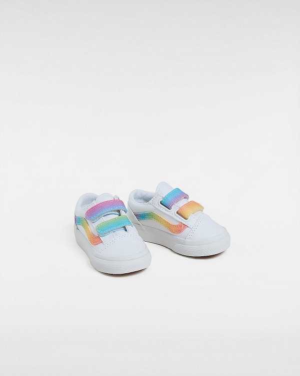 White Kids' Vans Old Skool Hook And Loop (1-4 Years) Sneakers NZ | VN1082576