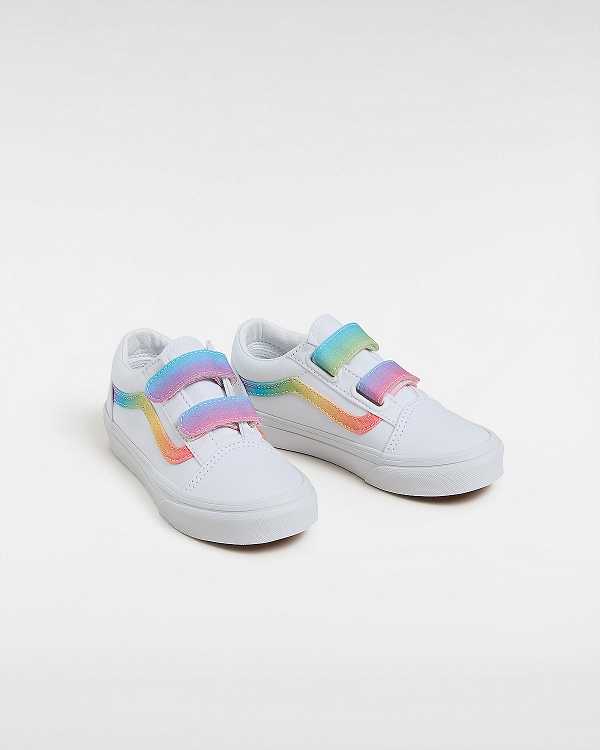 White Kids' Vans Old Skool Hook And Loop (4-8 Years) Sneakers NZ | VN3962847