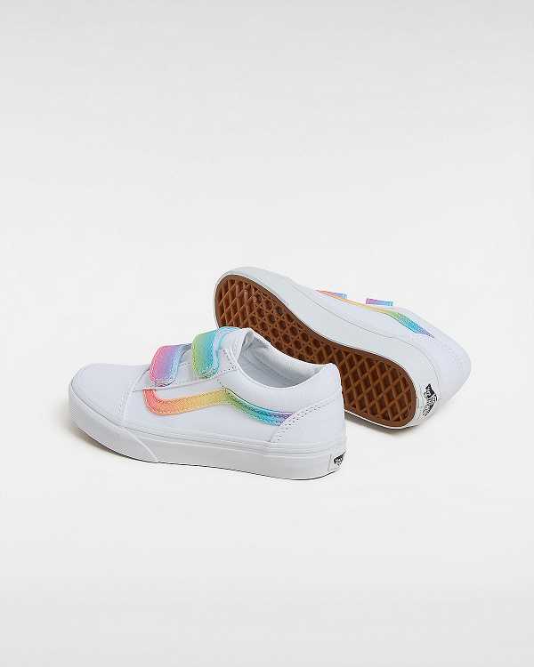 White Kids' Vans Old Skool Hook And Loop (4-8 Years) Sneakers NZ | VN3962847