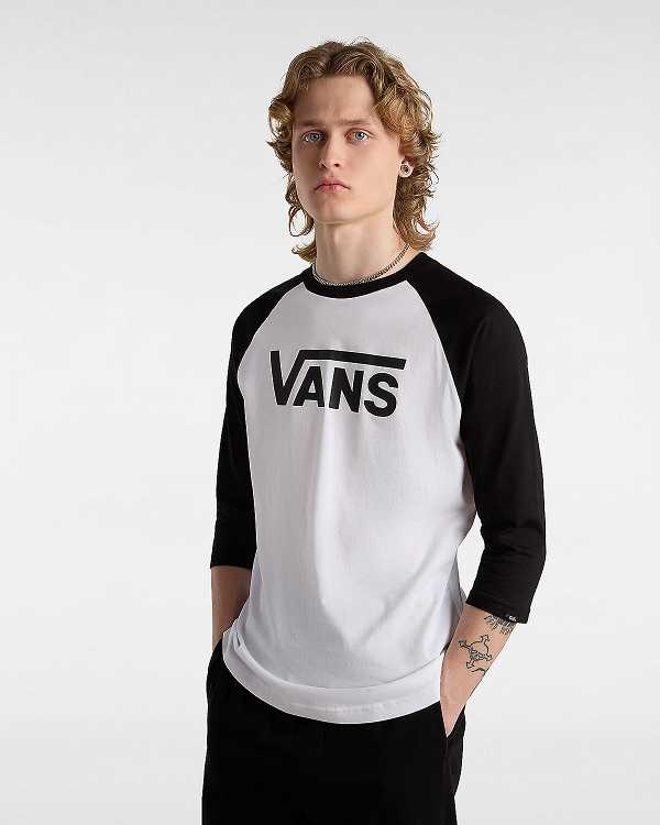 White Men Vans Classic Raglan T Shirts NZ | VN8625794