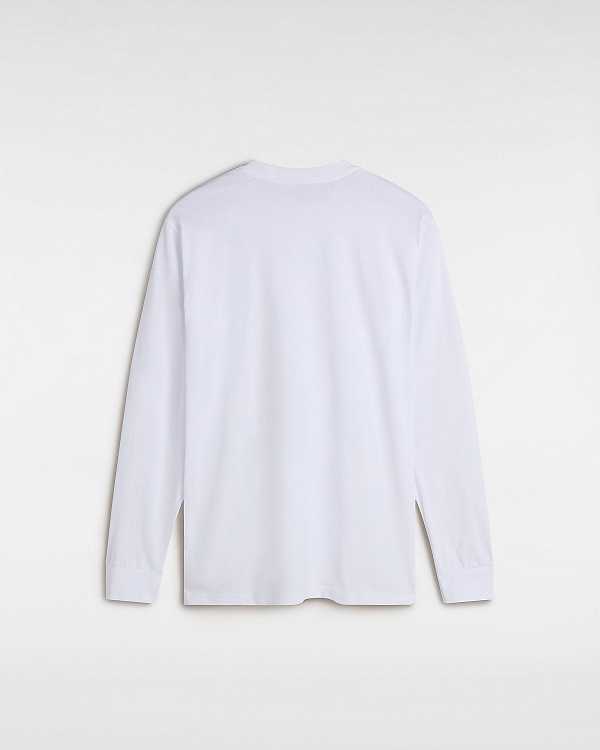 White Men Vans Left Chest Hit Long Sleeve T Shirts NZ | VN7025163