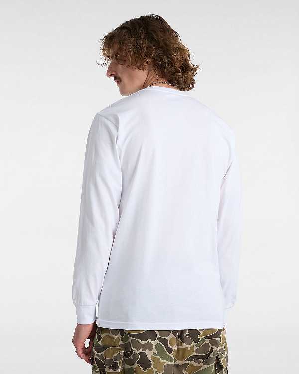 White Men Vans Left Chest Hit Long Sleeve T Shirts NZ | VN7025163