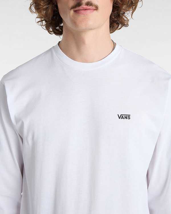 White Men Vans Left Chest Hit Long Sleeve T Shirts NZ | VN7025163