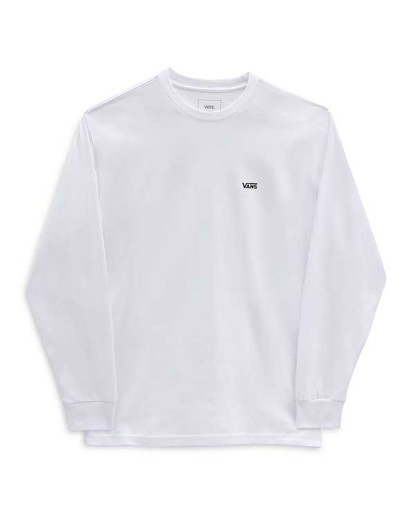 White Men Vans Left Chest Hit Long Sleeve T Shirts NZ | VN7025163