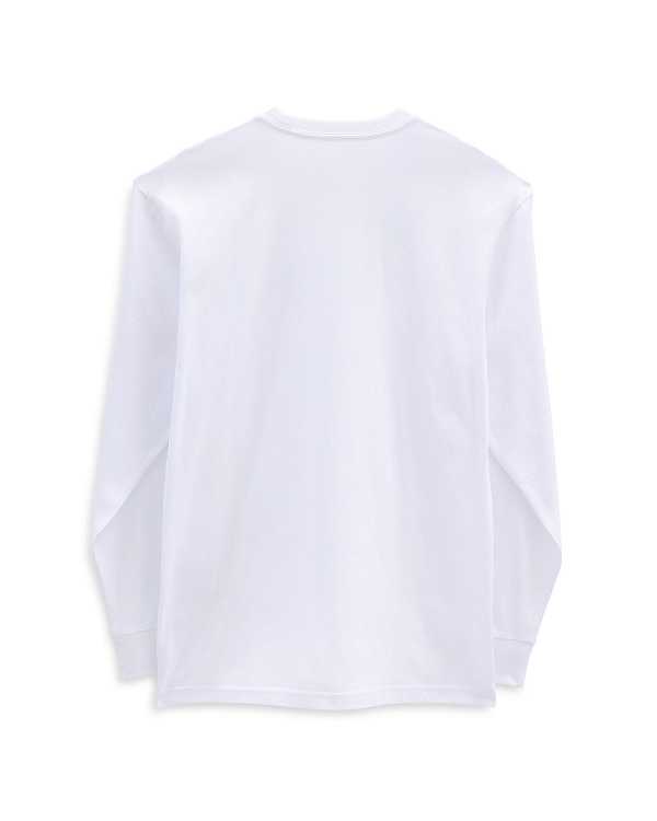 White Men Vans Left Chest Hit Long Sleeve T Shirts NZ | VN7025163