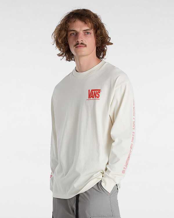 White Men Vans MTE Logo Warp Check Long Sleeve T Shirts NZ | VN3276804