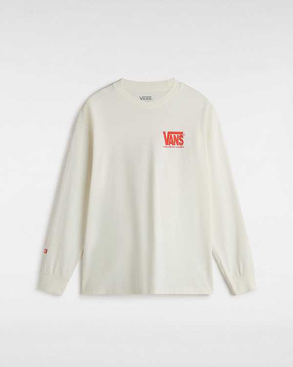 White Men Vans MTE Logo Warp Check Long Sleeve T Shirts NZ | VN3276804