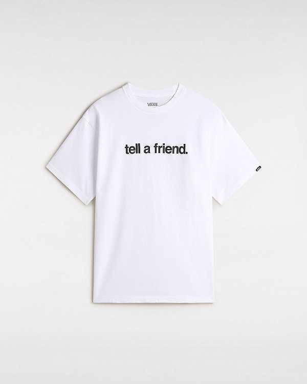 White Men Vans Tell a Friend T Shirts NZ | VN1954023