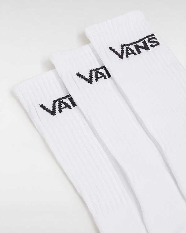 White Unisex Vans Classic Crew (3 pairs) Socks NZ | VN5961340