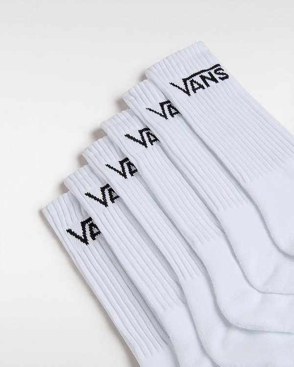 White Unisex Vans Classic Crew (6 Pairs) Socks NZ | VN9342507