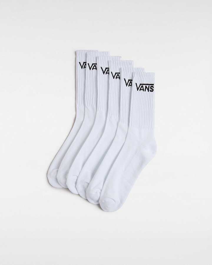 White Unisex Vans Classic Crew (6 Pairs) Socks NZ | VN9342507