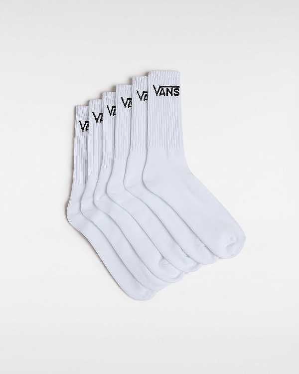 White Unisex Vans Classic Crew (6 Pairs) Socks NZ | VN9342507