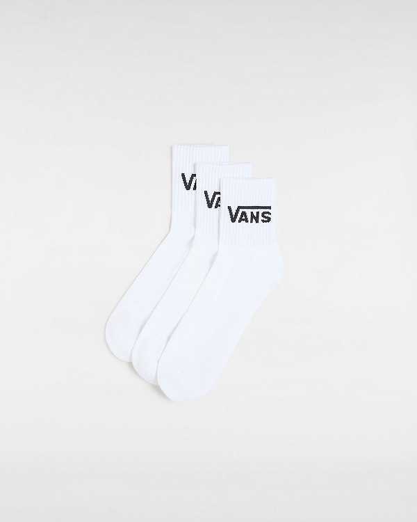 White Unisex Vans Classic Half Crew (3 Pairs) Socks NZ | VN2475098