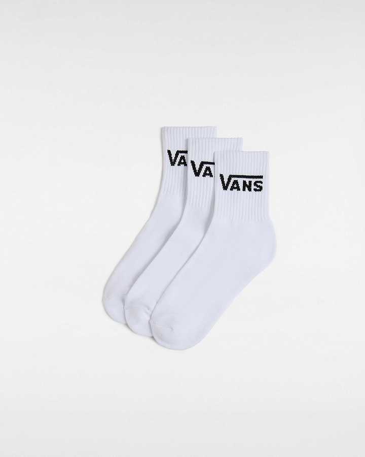 White Unisex Vans Classic Half Crew (3 Pairs) Socks NZ | VN2475098