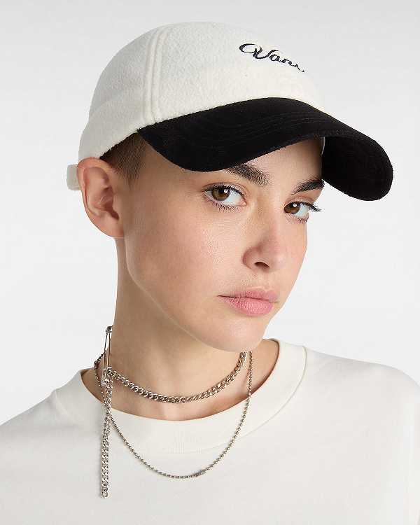 White Unisex Vans Script Curved Bill Jockey Hats NZ | VN6754839