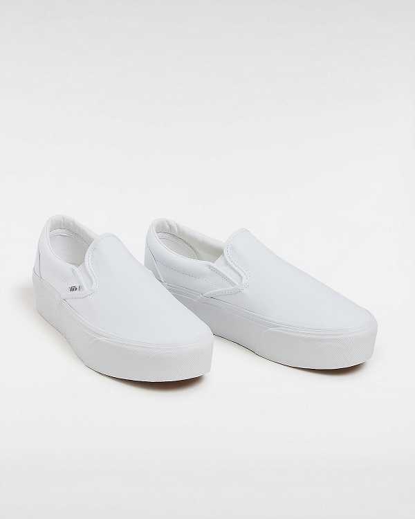 White Women Vans Classic Slip-On Platform Shoes NZ | VN0837296