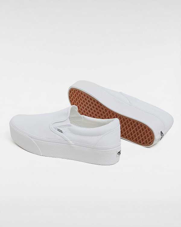 White Women Vans Classic Slip-On Platform Shoes NZ | VN0837296