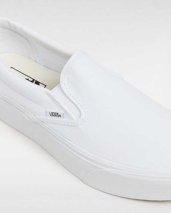 White Women Vans Classic Slip-On Platform Shoes NZ | VN0837296