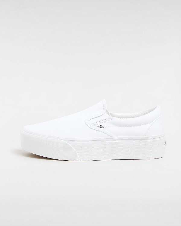 White Women Vans Classic Slip-On Platform Shoes NZ | VN0837296