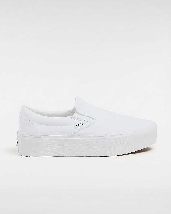 White Women Vans Classic Slip-On Platform Shoes NZ | VN0837296