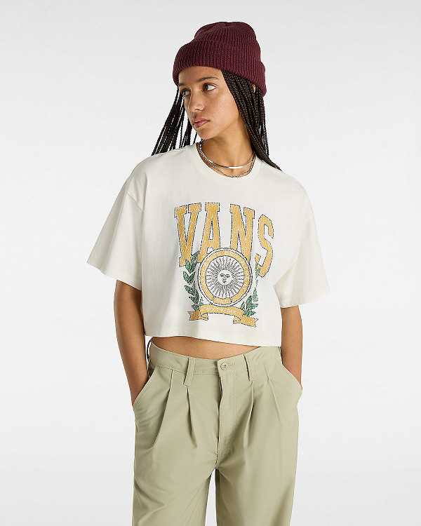 White Women Vans First Team Relax Crop T Shirts NZ | VN2035784