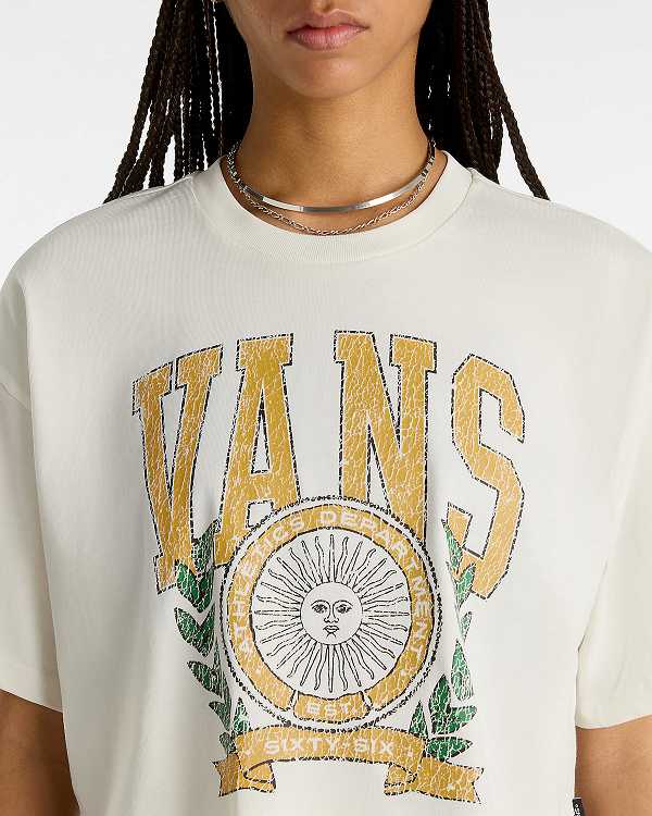 White Women Vans First Team Relax Crop T Shirts NZ | VN2035784