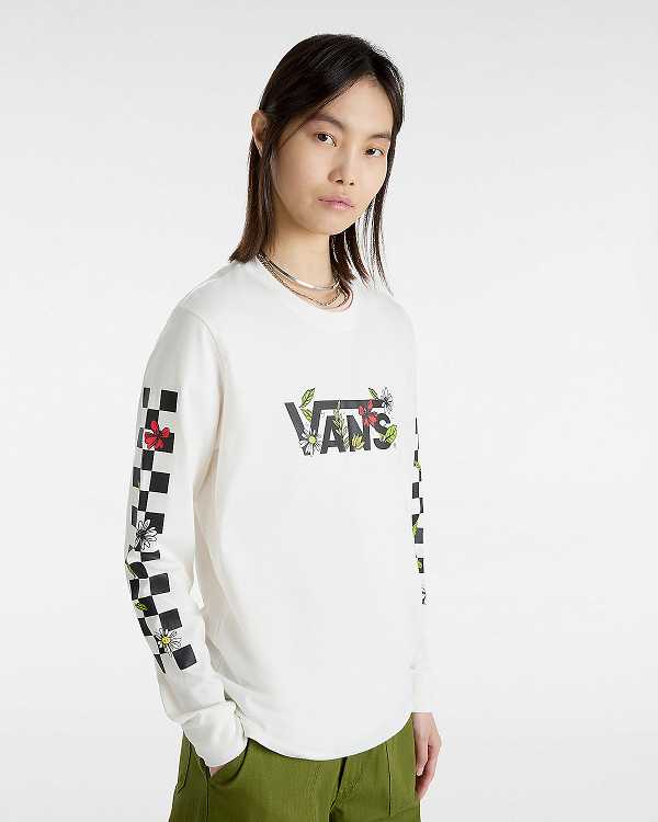 White Women Vans Foliage Boyfriend Long Sleeve T Shirts NZ | VN7965413