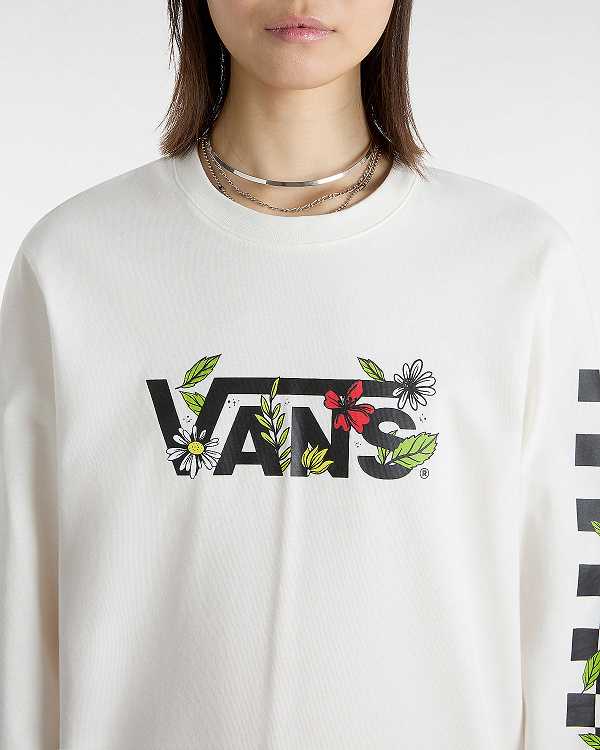 White Women Vans Foliage Boyfriend Long Sleeve T Shirts NZ | VN7965413