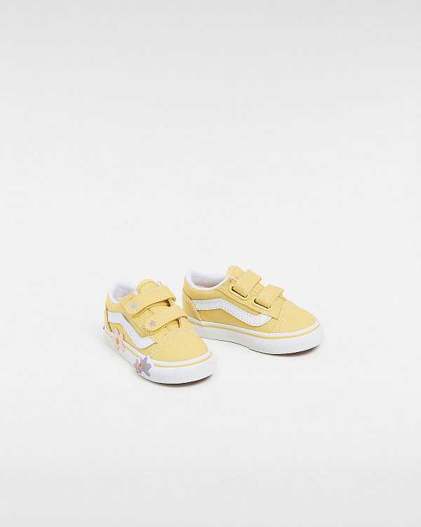 Yellow Kids' Vans Old Skool Hook And Loop (1-4 Years) Sneakers NZ | VN4567902