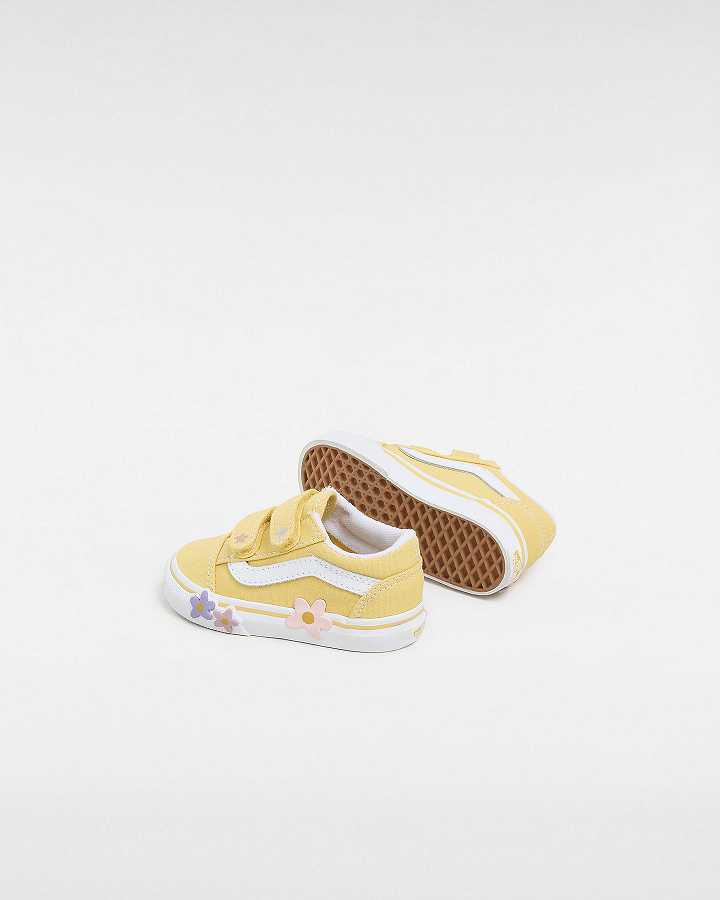 Yellow Kids' Vans Old Skool Hook And Loop (1-4 Years) Sneakers NZ | VN4567902