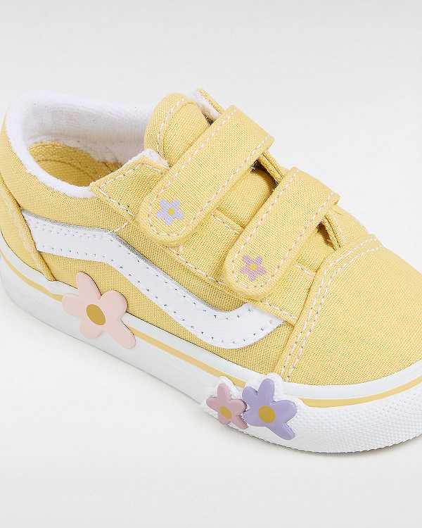 Yellow Kids' Vans Old Skool Hook And Loop (1-4 Years) Sneakers NZ | VN4567902