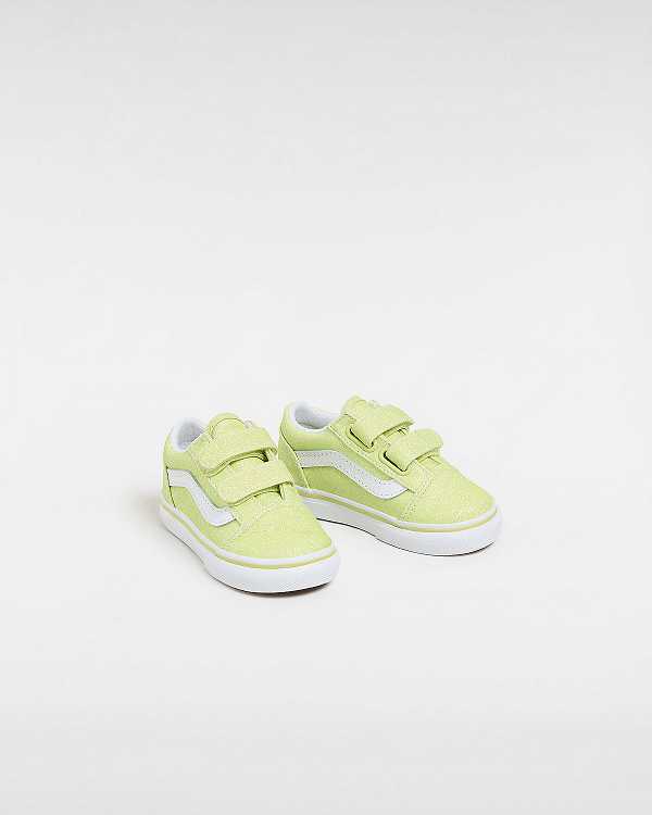 Yellow Kids' Vans Old Skool Hook and Loop Glitter (1-4 Years) Sneakers NZ | VN1325086