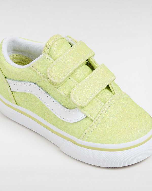 Yellow Kids' Vans Old Skool Hook and Loop Glitter (1-4 Years) Sneakers NZ | VN1325086